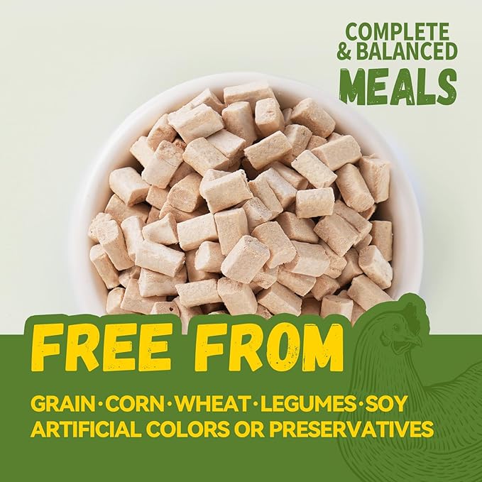 OPET Freeze Dried Cat Food, Chicken & Salmon Oil Recipe, Complete & Balanced Meal or Topper, Premium, Healthy, Grain Free, High Protein Raw Cat Freeze Dried Treats (10 oz, Chicken)