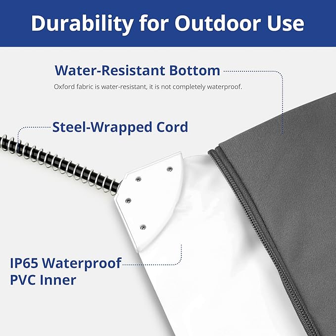 Outdoor Heated Dog Bed, Soft Pet Heating Pad with Steel-Wrapped Cord, Outside Pet Warmer for Feral Cats and Dogs, 35.4" x 23.6", 80 Watts