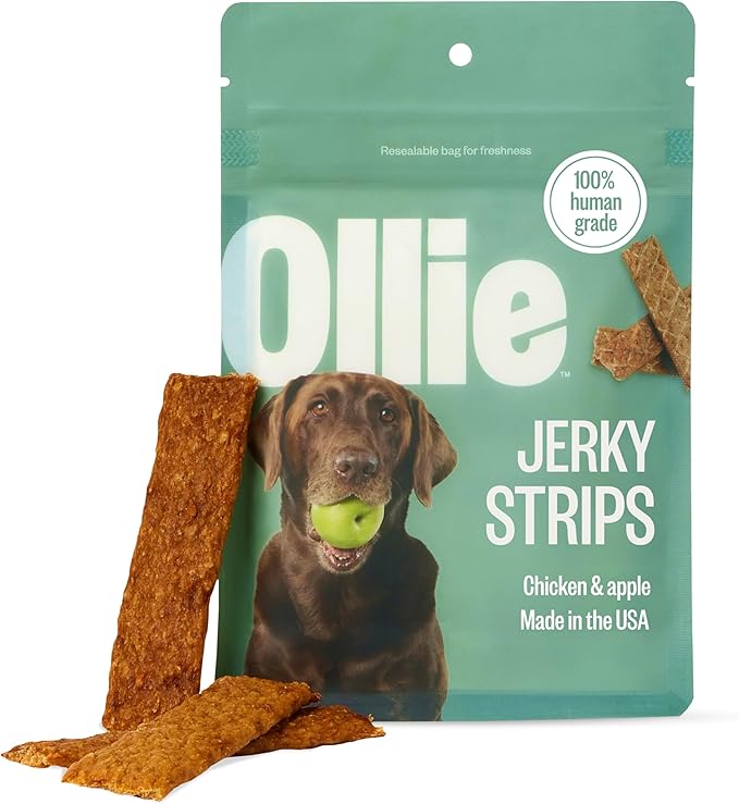 Ollie Chicken and Apple Jerky Dog Treats, 5 oz Pack of 1, All Natural, Healthy Snacks, Made with Real Meat, Human Grade, for Dogs