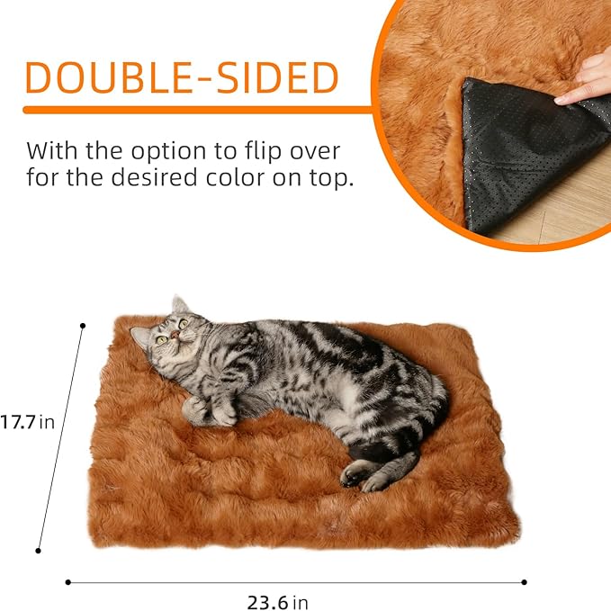 Self Warming Cat Mat Self Heating Cat Bed 24" x 18" Thermal Cat Mat Extra Warm Dog Bed Cat Beds for Indoor and Outdoor Cats Pet Heating Pad for Kittens Small Puppy Pets with Washable Removable Cover