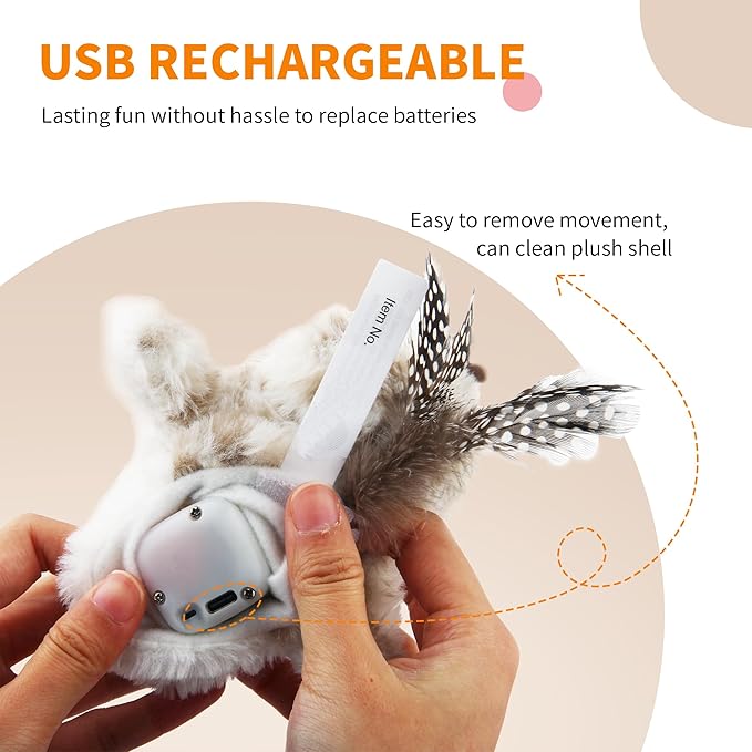 Gigwi Flappy Bird Cat Toy For Indoor Cats, Rechargeable Lifelike Sandpiper Interactive Flapping Bird Cat Toy Tweet, Flapping Wings & Lively Chirping, Catnip Toys For Kitten, Touch Activated (Prince)