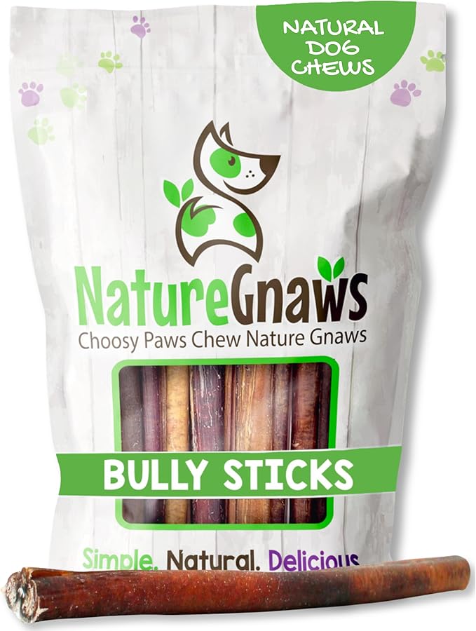 Gnaws Nature Bully Sticks for Dogs 11-12" (1Lb) - Mixed Thickness - Long Lasting for Aggressive Chewers and Large Dogs - Natural Beef Dog Chew Bones