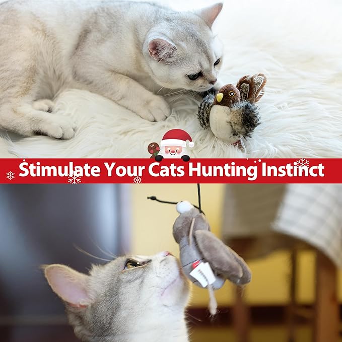 PETGEEK Gigwi Simulated Chirping Bird Cat Toy, Fake Toys for Indoor Cats, Cat Feather Toy with Hanging Loop for Bored Indoor Adult Cats Kittens Interactive Play (Bird-Cricket, Chirping)