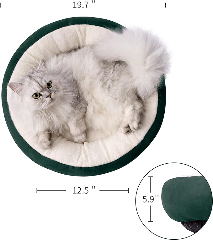 Love's cabin Round Donut Cat and Dog Cushion Bed, 20in Pet Bed for Cats or Small Dogs, Anti-Slip & Water-Resistant Bottom, Super Soft Durable Fabric Pet Beds, Washable Luxury Cat & Dog Bed Green