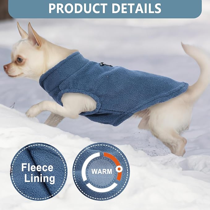 2 Pack Dog Sweater with Leash Ring Winter Warm Pet Sweater Thick Clothes Coat Fleece Dog Sweaters for Small Dogs Girl Boy for Chihuahua, French Bulldog, Dachshund,Small