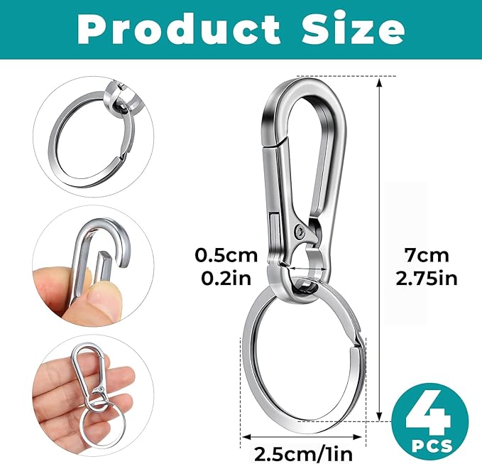 Dog Tag Clips, Stainless Steel Heavy Duty Ring Pet Tag Key Ring Clips, Pet Tags Clip for Collars Keychain Clip for Pets Collars and Harnesses