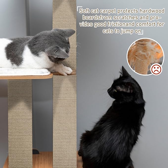 Cat Scratching Climbing Carpet Mat, Self-Adhesive Trimmable Anti Cat Scratcher Couch Furniture Protector from Cat Claws, Cat Post Covered Pad Replacement for DIY Cat Tree (Khaki, 15.8" x 118")