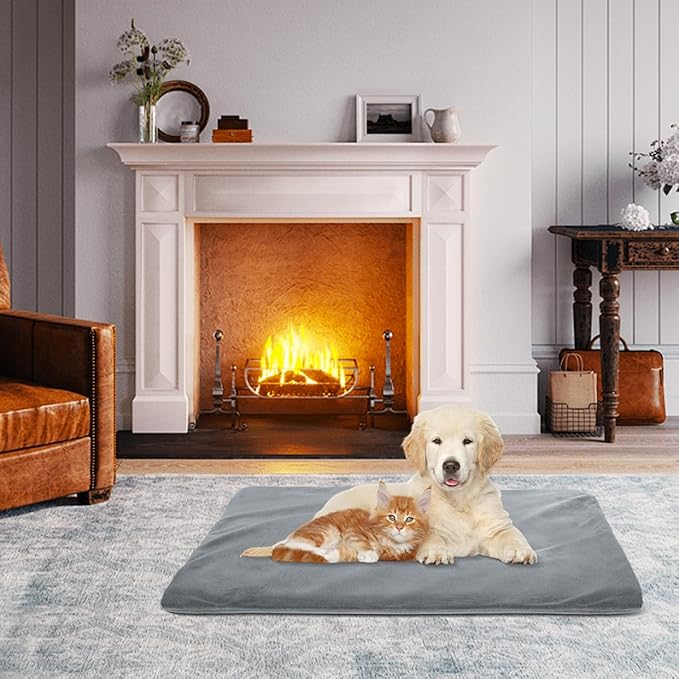 RIOGOO Pet Heating Pad, Upgraded Electric Dog Cat Heating Pad Indoor Waterproof, Auto Power Off (Large: 22"x 18", Grey)