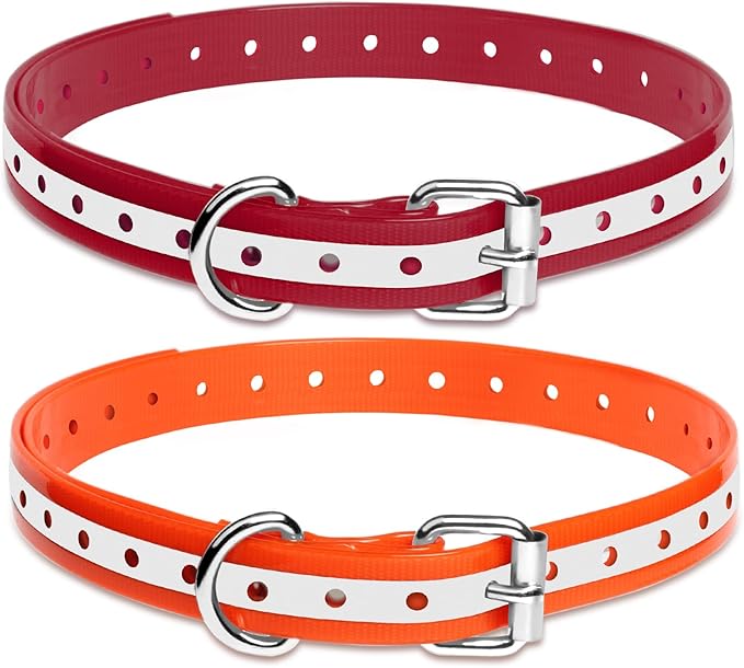 PaiPaitek Shock Collar Replacement Strap for Most of Training Collar, 3/4 Inch Dog Collar Replacement for Wireless Fence and Bark, Adjustable Reflective TPU Collar Strap - 2 Pack