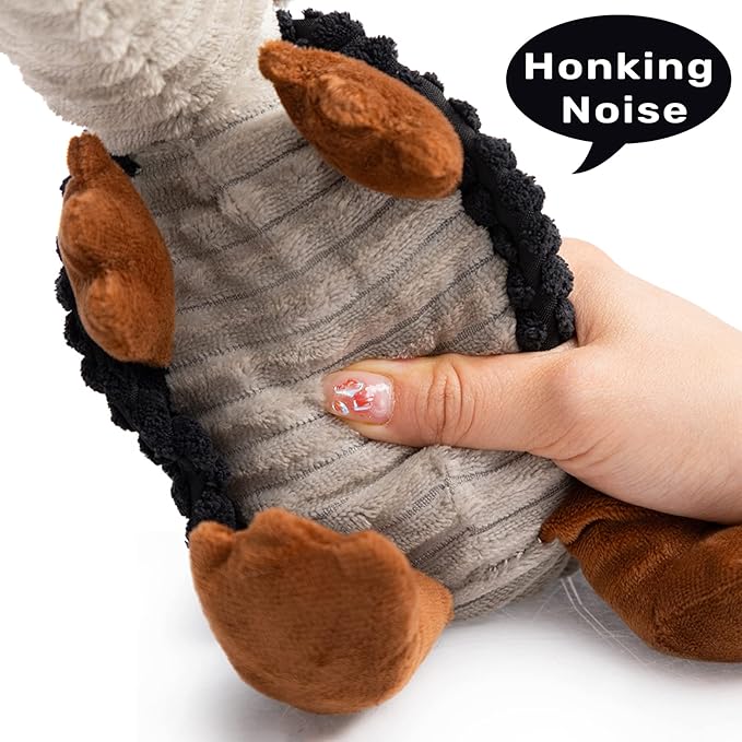 Hollypet Plush Dog Squeaky Toy Stuffed Armadillo Animal Pet Puppy Chew Toys with Clean Teeth for Small Medium Large All Breed Sizes Dogs, Black, 8 in