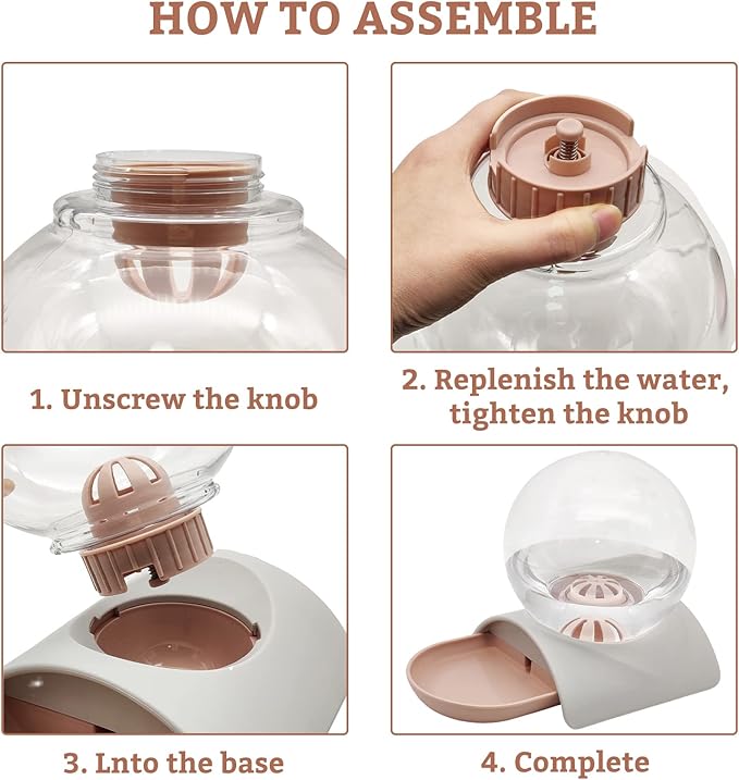 Hamiledyi Automatic Water Dispenser for Cats and Dogs Pet Water Dispenser 2.8 Liter Pet Gravity Water Station Spill-Proof Spherical Waterer Pets Water Bottle for Puppies Kittens Rabbits