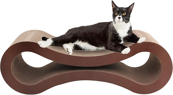 Pet Prime Large Cat Scratcher Lounge Cardboard Cat Scratching Sofa Bed Cardboard Cat Scratcher Lounger Scratch Lounge Furniture XL - 32 x 10.4 x 10.4 ''