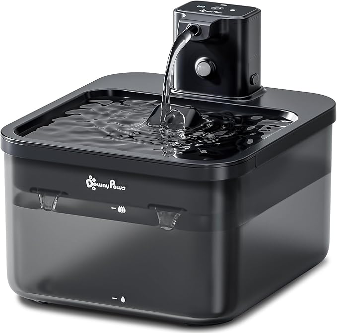 DownyPaws Cat Water Fountain Cordless, 84oz/2.5L Fursink Wireless Pet Water Fountains for Cats Indoor, Battery Operated Cat Drinking Fountain with Motion Sensor, Ultra Quiet Pump, BPA-Free, Black