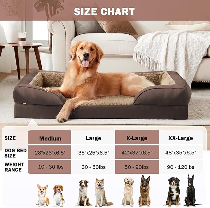 INVENHO Orthopedic Dog Beds Large Sized, XL Egg-Crate Foam Dog Couch with Washable Removable Cover, Waterproof Lining and Nonskid Bottom