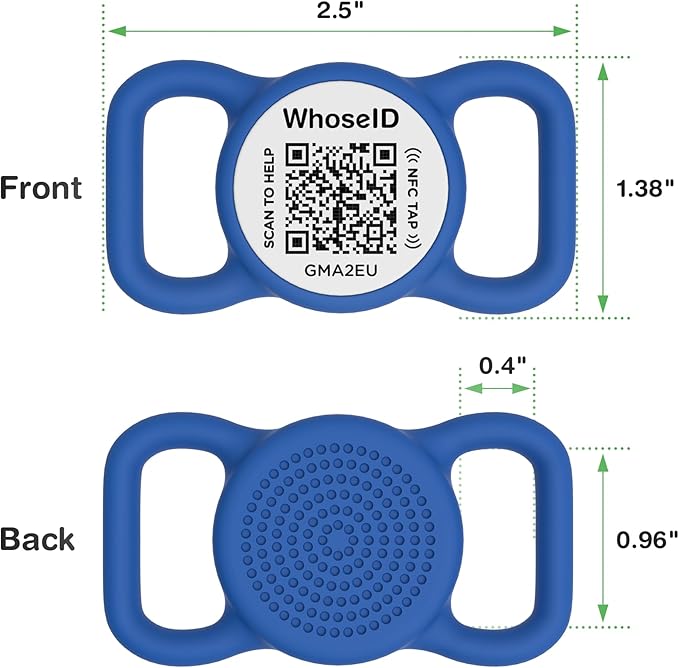 QR Code Dog Tag with NFC, Personalized Pet ID Tag, Silicone Dog ID Tag, Modifiable Pet Online Profile, Multiple Emergency Contact, Scan QR Code Send GPS Location Email (Regular, Navy Blue)
