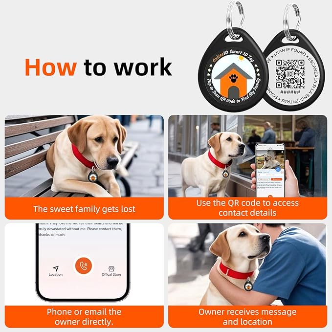 2 Pack Personalized Dog Tags,QR Code Pet ID Tags with Online Profile systerm,Editable Any Names and Phone numbles,Black&Red,L