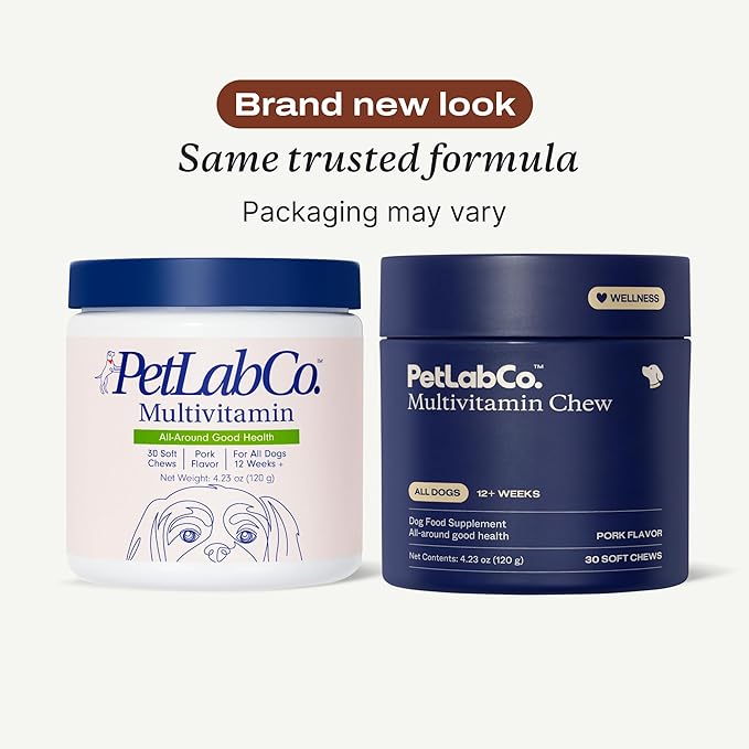 PetLab Co. 22 in 1 Dog Multivitamin - Support Dog's Immune Response, Skin, Coat, Joints & Overall Health - Vitamins A, E, D, B12, Minerals, Antioxidants - Chewable Pork Flavor