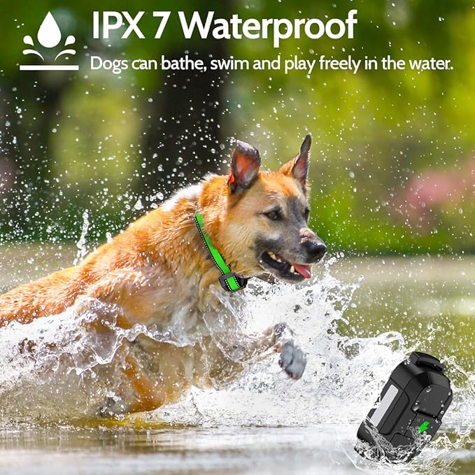 Dog Training Collar Electric Dog Collar with 4 Training Modes and Rechargeable Remote Waterproof Range 3300Ft for Small Medium Large Dogs(Green)