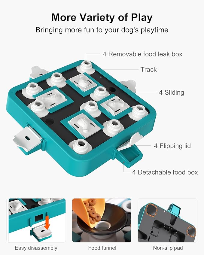 Dog Puzzle Toys, Level 3 in 1 Interactive Dog Toys for Boredom, Funny Feeding Toy for IQ Training Brain Stimulating, Treat Dispenser Dog Toy for Large Medium Small Dogs