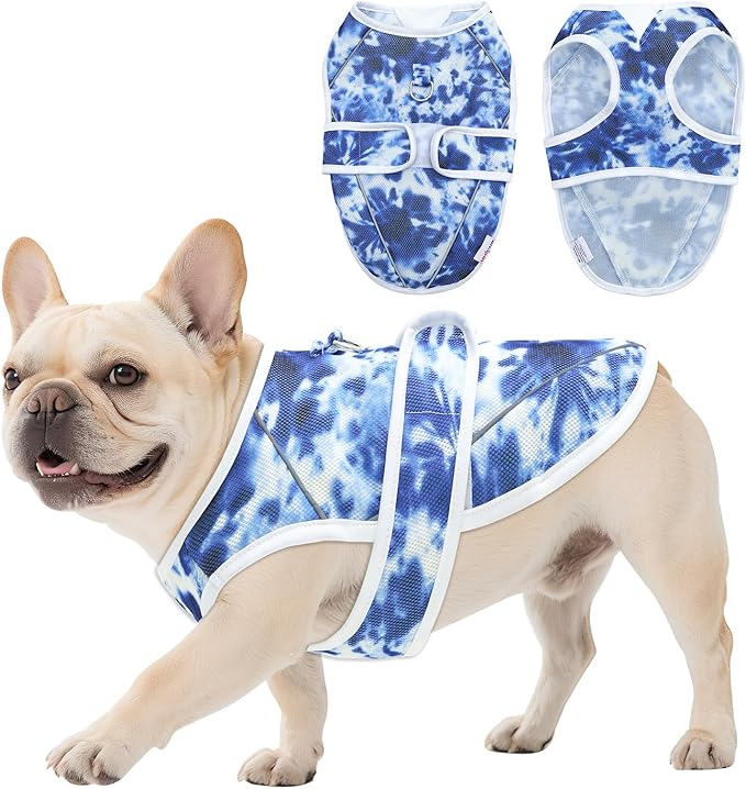 Dog Cooling Vest – Lightweight Pet Cooling Shirt 3D Breathable Mesh, Reflective Strips & UV Protection for Walking, Hiking, Park – Adjustable Fit Dog Cooler Jacket with D-Ring U-DCV04L