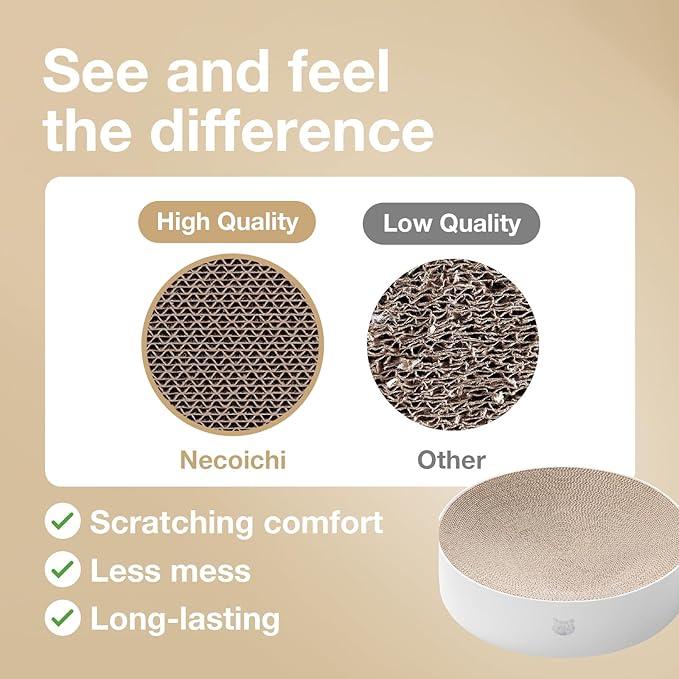 Necoichi Cat Scratcher Bowl for Indoor Cats - Cat Scratching Lounger with Reversible Usability and Extra Comfort for Lounge, Cardboard Bed Couch / (XL, Hologram White)