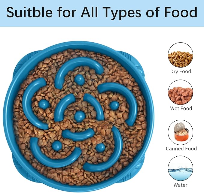 MateeyLife Large Slow Feeder Dog Bowls 2PCS, Anti-Choking Puzzle Dog Food Bowls, Anti-Slip Interactive Feeding Slow Down Eating, Bloat Stop Maze Dishes for Large Breeds 4 Cups Purple&DarkBlue