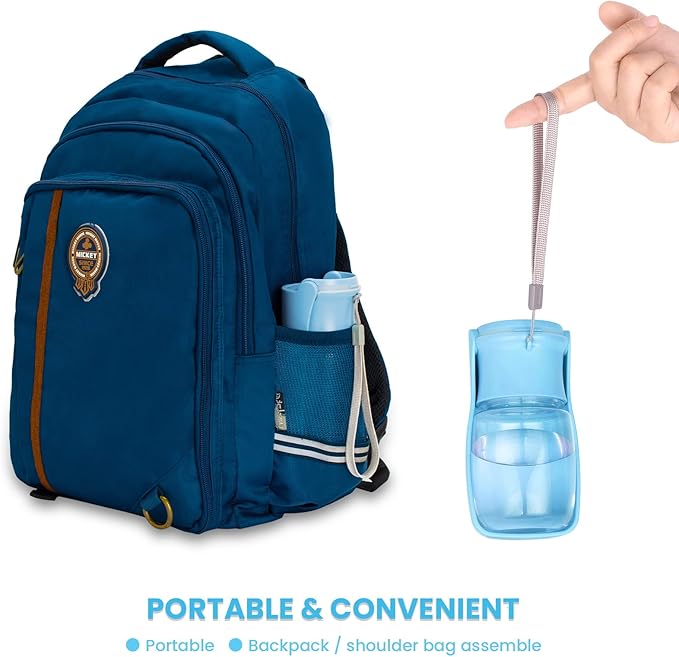 Portable Dog Water Bottle - Foldable Dog Water Dispenser | Leak Proof & Food Grade Plastic Travel | Pet Water Bottle for Cat Outdoor Walking Hiking Travel(US) (Sky Blue, 12oz)
