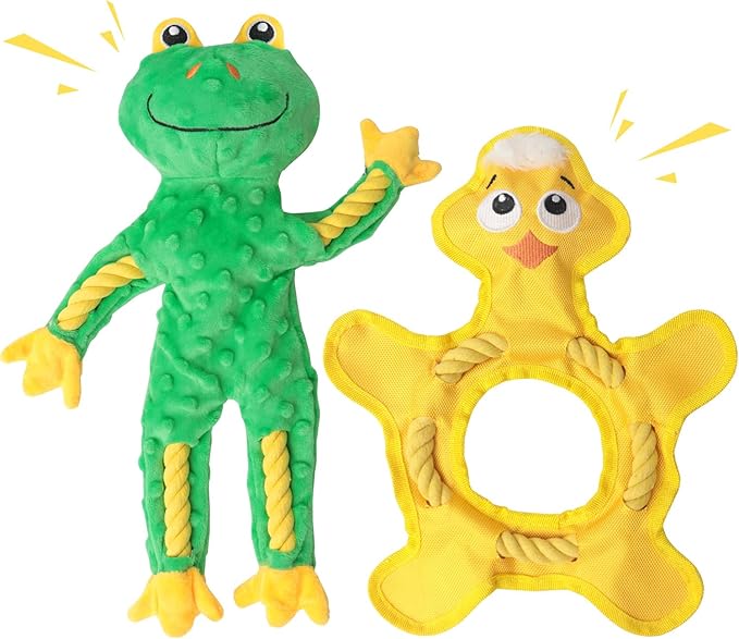 Dog Toys to Keep Them Busy, Plush Tug of War Interactive Rope Dog Toys, Squeaky Chew Toys for Small Medium Large Dogs