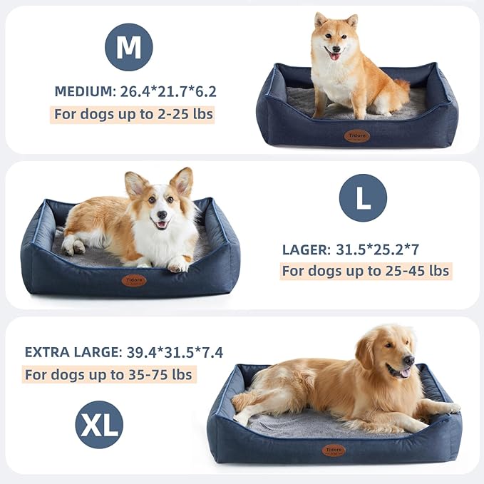 Orthopedic Dog Beds for Medium Large Dogs, Durable Egg Crate Foam Sofa Dog Bed wit Washable Removable Cover,Waterproof Lining and Nonskid Bottom,Pet Bed for Large Dogs (Navy Blue, X-Large)