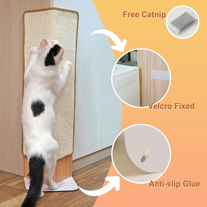 Meeyoview Cat Scratcher, Corner Scratching Post, Cat Scratching Pad, Natural Sisal Furniture Protector, 28 Inch Cat Scratcher for Indoor Cats