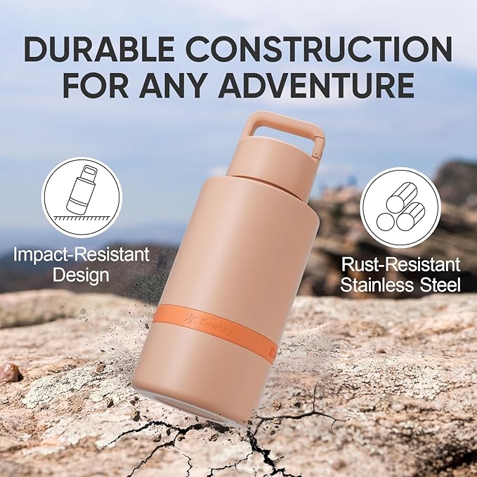 Insulated Dog Water Bottle with Travel Bowl, Dog Lover Gift, Portable Water Bottle Dispenser, Accessories for Car, Hiking, Camping, Outdoor, Leak-Proof, Detachable (Coral Sunset)