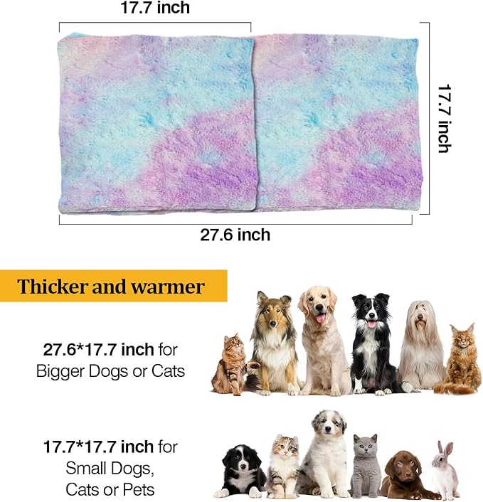Pet Heating Pad, Indoor Waterproof Electric Soft Fluffy Heating Pad for Dogs Cats with 4 Timer and 9 Level Adjustable Temperature, Chew Resistant Cord, Detachable Cover -Large 27.5x17.7x0.6, (Color)