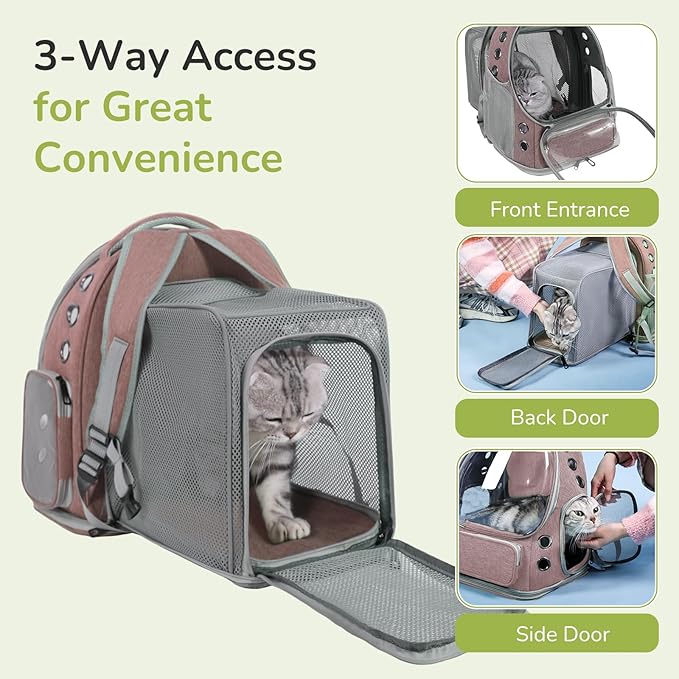 Cat Backpack Carrier for Large Cats, Expandable Cat Bubble Backpack, Dog Carriers for Small Medium Dogs, Airline Approved Pet Carrier for Travel Hiking Outdoor(Khaki)