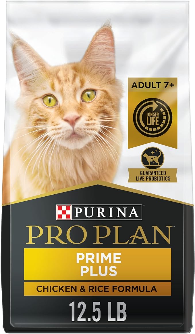 Purina Pro Plan Senior Cat Food With Probiotics for Cats, Chicken and Rice Formula - 12.5 lb. Bag