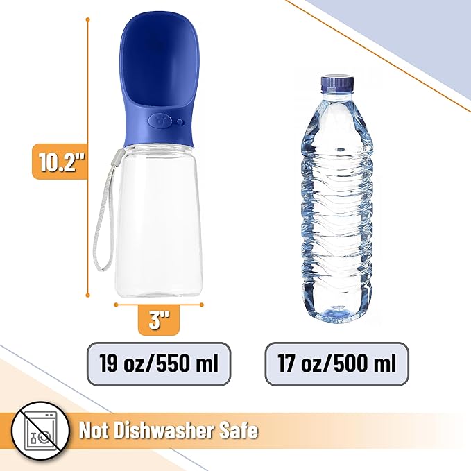 Mr. Pen Portable Dog Water Bottle, 19 oz, Large, Navy Blue, Travel Dog Water Bottle Dispenser, Not Dishwasher Safe