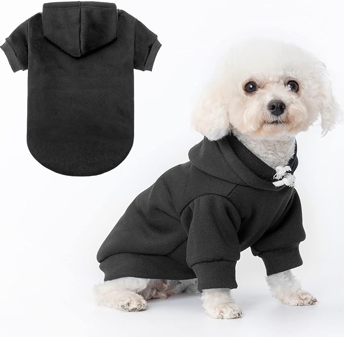 BINGPET Dog Hoodie, Fleece Lined Fall Cold Winter Soft Warm Puppy Sweatshirt with Leash Hole, Dog Sweaters Outfit,Pullover Happy Hoodie for Small Medium Large Dogs Cats