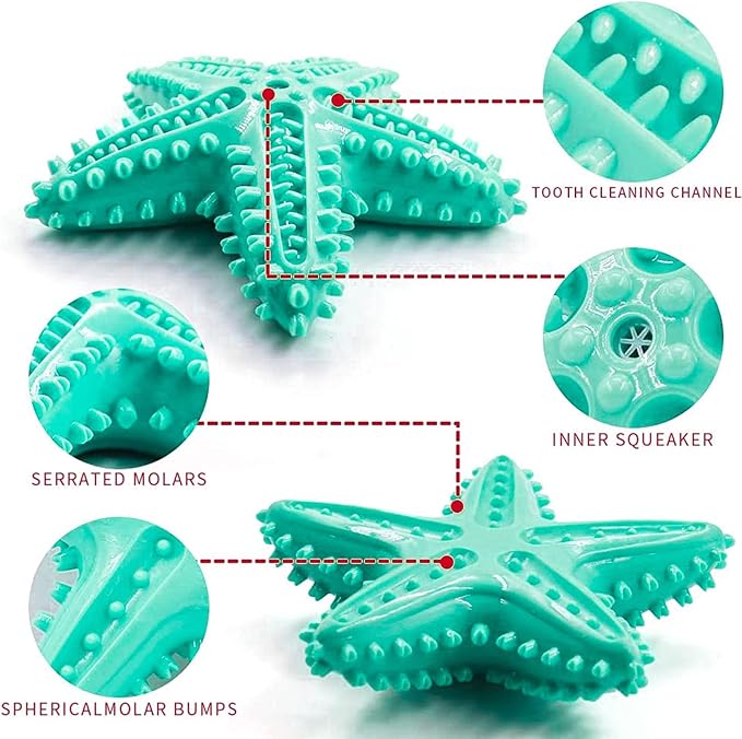 LiuMelinda Dog Chew Toys for Aggressive-Chewers - Indestructible Dog Toy for Aggressive Chewer,Tough Chew Toys for Dogs (Rubber Blue-Starfish)