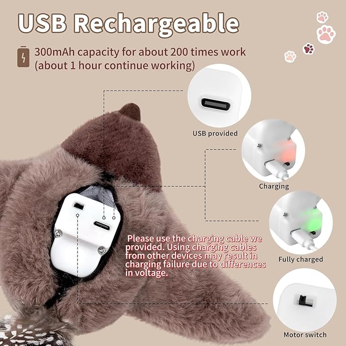 Cat Toys, Flapping Bird Cat Toy(No Flying), Interactive Catnip Toy with Springs & Catnip Bags, Chirping Noise Enrichment Moving Wings Dog Cat Kitten Toys, Flappy Flying Pets Toy for Indoor