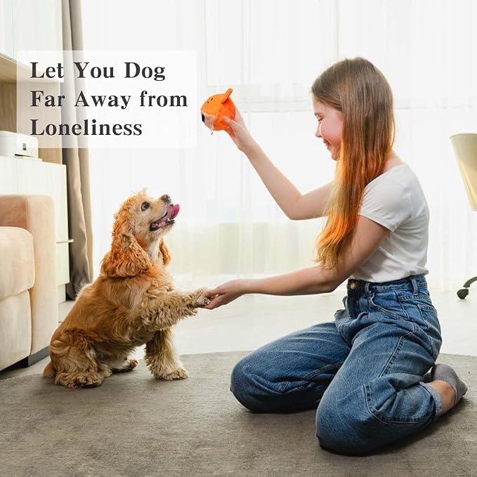 MewaJump Squeaky Dog Toys with Ball 3-in-1 Plush Cute Chew Toy with 3 Layers Puzzle Pet Toy for Teeth Cleaning Puppy Enrichment for Small and Medium Breed (Fox)