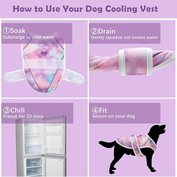 Dog Cooling Vest – Lightweight Pet Cooling Shirt 3D Breathable Mesh, Reflective Strips & UV Protection for Walking, Hiking, Park – Adjustable Fit Dog Cooler Jacket with D-Ring U-DCV03XL