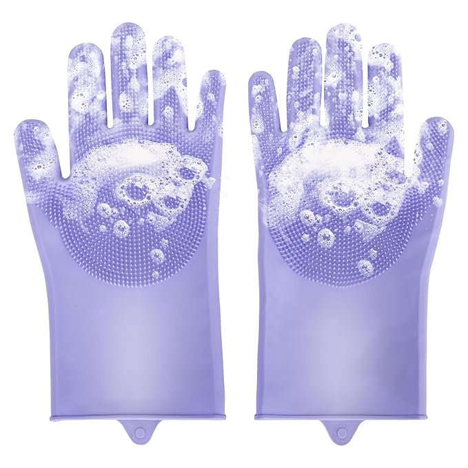 5-Finger Dog Grooming Gloves - High Density Silicone Teeth for Bathing Massage & Shedding Removal for Dogs and Cats