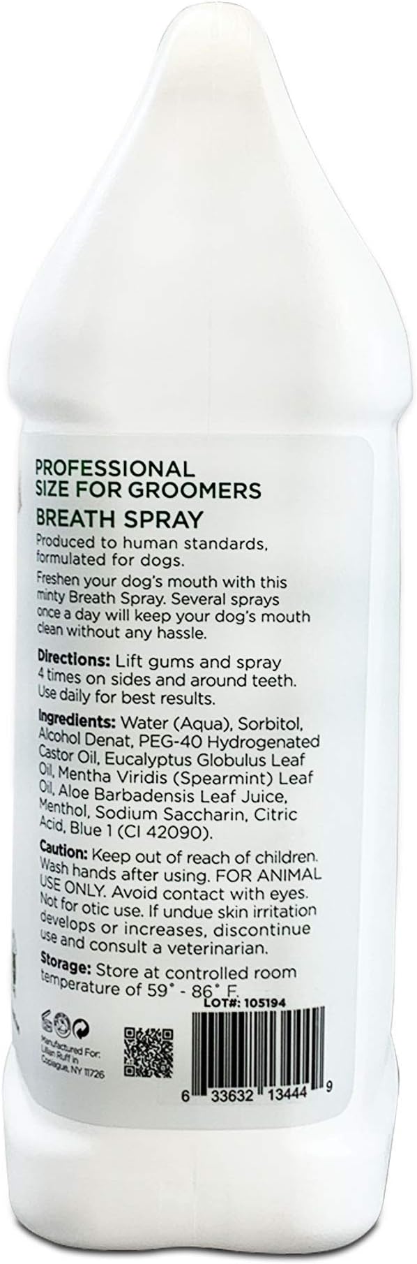 Lillian Ruff Dog Breath Freshener - Dental Care Spray for Teeth Cleaning, Targets Bad Breath, Plaque & Tartar, Supports Gum Health & Immune System (Gallon)
