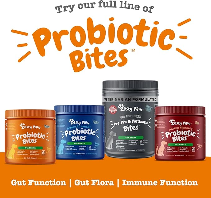 Zesty Paws OraStix for Dogs - Probiotic Sticks with Hemp Seed Curcumin Ginger Root Taurine - Supports Gut Function Flora Immune System Proprietary Healthy Teeth Gum Blend - 25oz