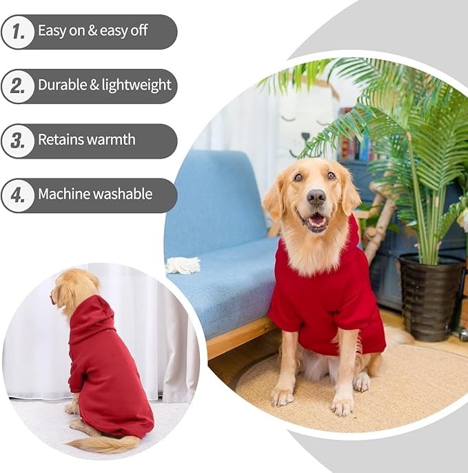 BINGPET Dog Hoodie, Fleece Lined Fall Cold Winter Soft Warm Puppy Sweatshirt with Leash Hole, Dog Sweaters Outfit,Pullover Happy Hoodie for Small Medium Large Dogs Cats