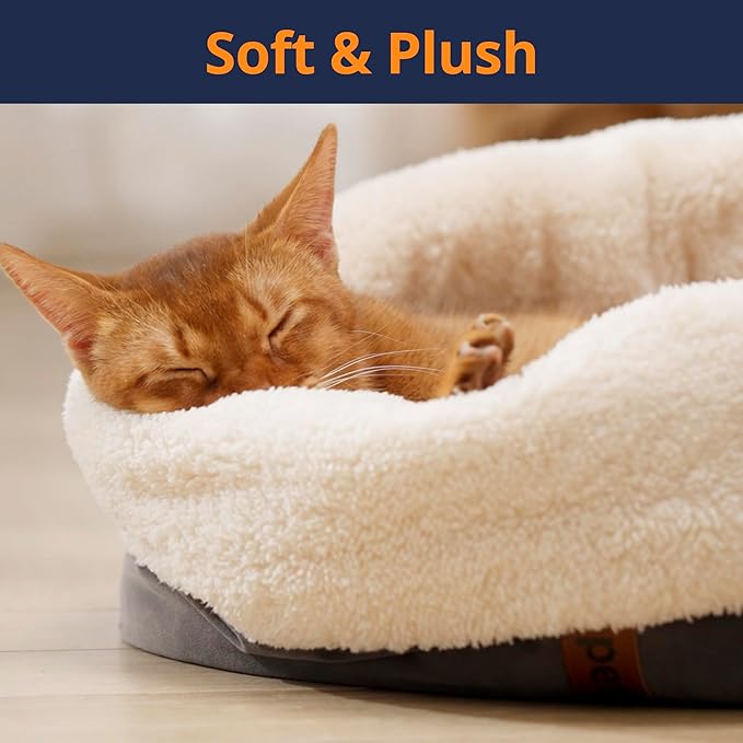 Heated Cat Bed with Auto Shut Off Timer, 17.7" x 13.7" Adjustable Temperature Indoor Pet Heating Cushion Bed for Kittens, Cats, Puppies and Small Dogs, Gray