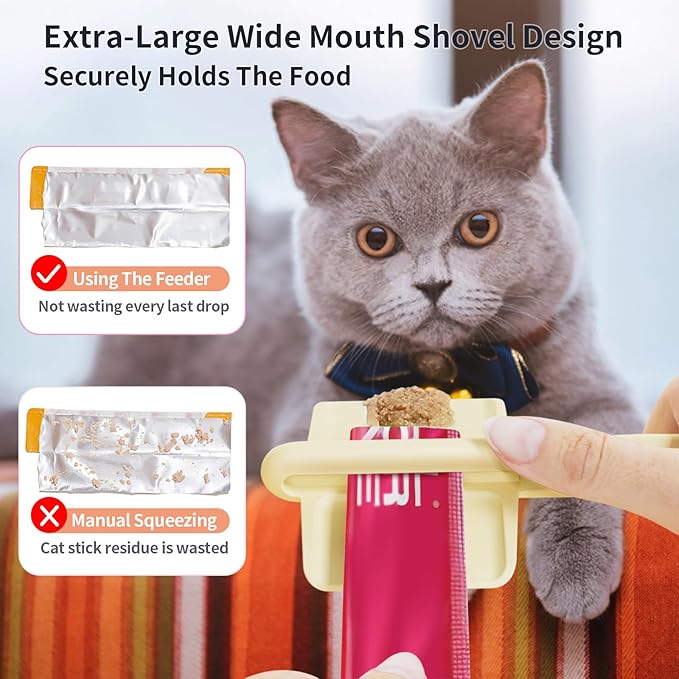 2pcs Cat Strip Feeders, Kitten Strip Squeeze Spoon for Wet Food and Liquid Snack, Cat Lickable Puree Treat Food Dispenser Pet Food Mixing Spoon Feeding Scoop for Pets (Green and White