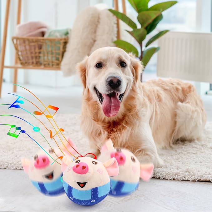 BABORUI Remote Control Interactive Dog Toys Pig, Jumping Squeaky Dog Toys with Recording and Music Modes, Rechargeable Moving Dog Chew Toys for Small/Medium/Large Dogs to Keep Them Busy(Red Pig)