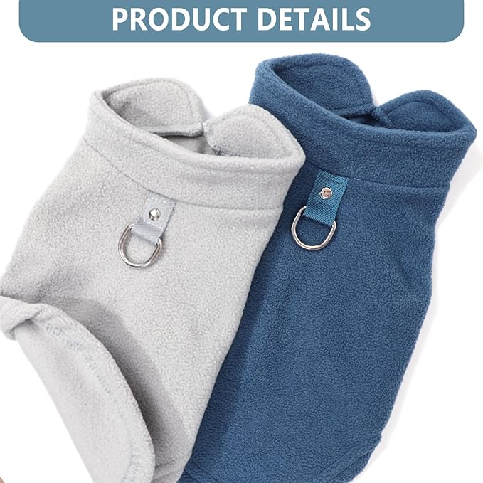 2 Pack Dog Sweater with Leash Ring Winter Warm Pet Sweater Thick Clothes Coat Fleece Dog Sweaters for Small Dogs Girl Boy for Chihuahua, French Bulldog, Dachshund,Small