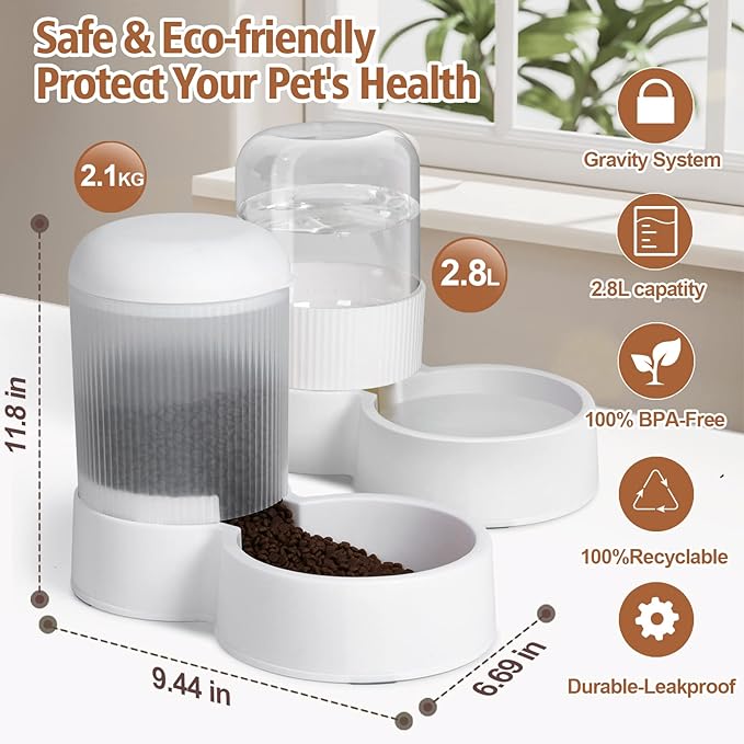 Gravity Cat Feeder with 2.8L Capacity, BPA Free, Food Grade Plastic, Automatic, Eco-Friendly