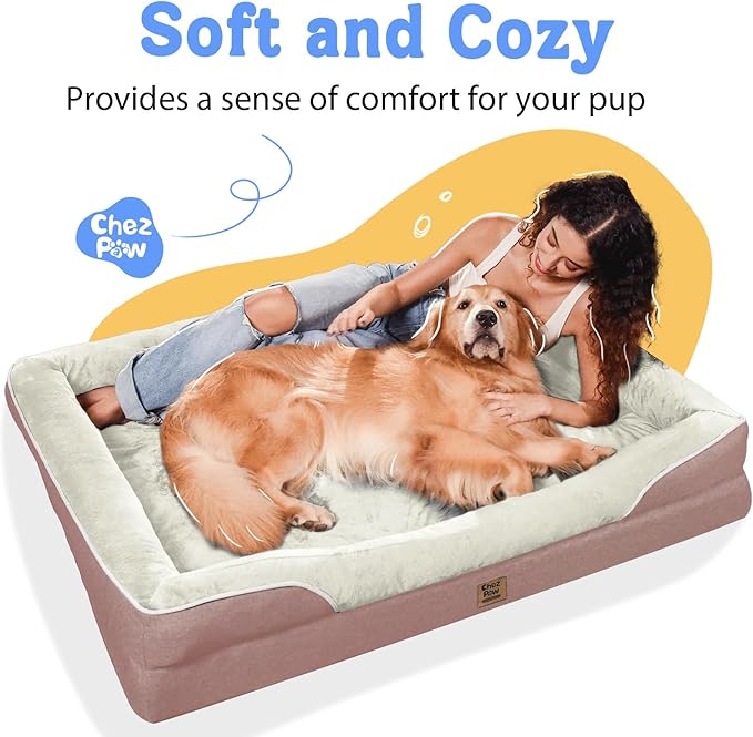 Orthopedic Foam Large Dog Bed XLarge Dog Beds with Removable Washable Cover Pet Bed with Bolster Waterproof Cover Extra Large Dogs Beds Big Size Pet
